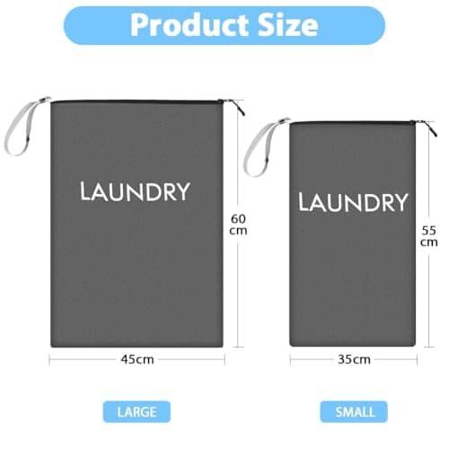 AOOTE Waterproof Travel Laundry Bag, 2 Pack Dirty Clothes Organizer with Zipper, 2 Sizes Foldable Dirty Clothes Storage Bag, Wet Bags for Travel, Swimming, Gym, Beach, Pool, Workout, Yoga, Dark grey — view 2