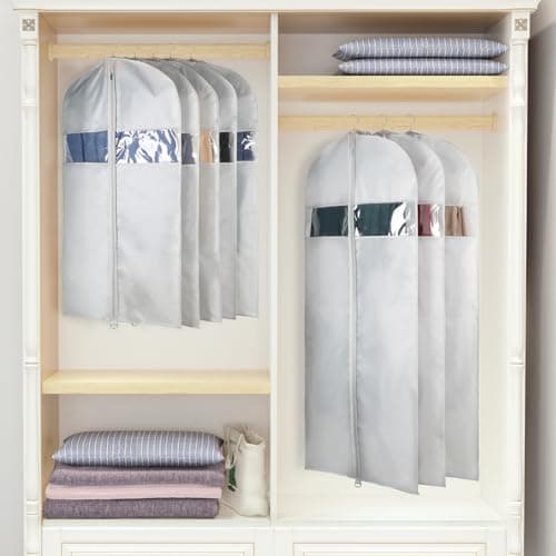 Univivi Suit Bags for Men 43 inch Suit Covers Garment Bags Grey, Set of 5 — view 6