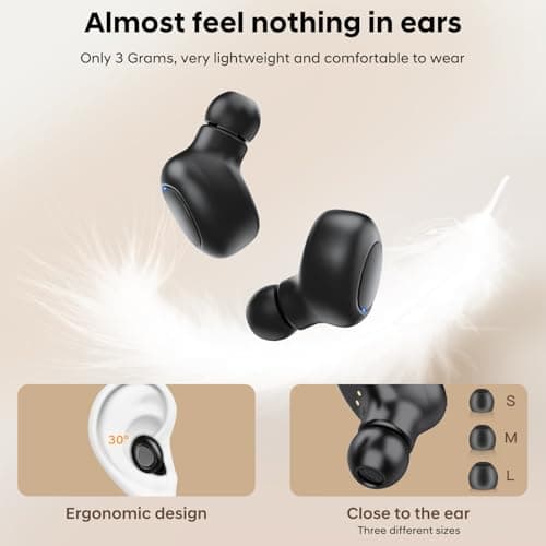Truly Wireless Earbuds 5.4, In Ear Bluetooth Headphones - Ultra Compact & Light, HiFi Stereo Sound with Deep Bass, CVC Noise Cancelling, 3 Gram Mini Earbuds, Secure Comfort Fit for Sports & Daily Use — view 5