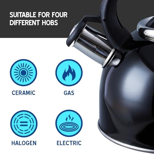 Liberty Leisure 2.5L Black Whistling Kettle - Stainless Steel Camping Kettle for Gas Stove - Portable Kettle for Travel, Hiking, Caravan, Motorhome & Camping Essentials — view 4