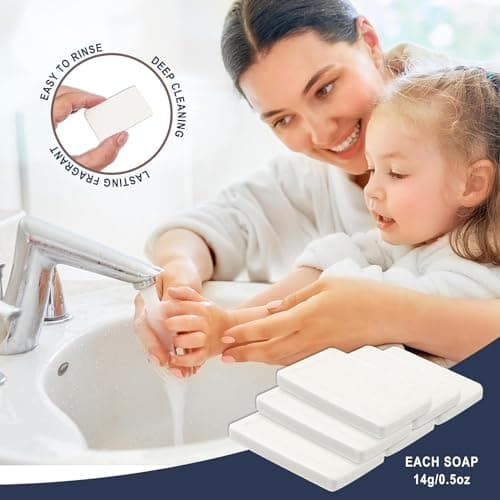 SLequipo 50 Pack Bar Soap Bulk, 14g Mini Bath Soap Individually Wrapped, 0.5 oz Travel Small Hotel Soaps Travel Size Toiletries for Hotel Guest — view 3