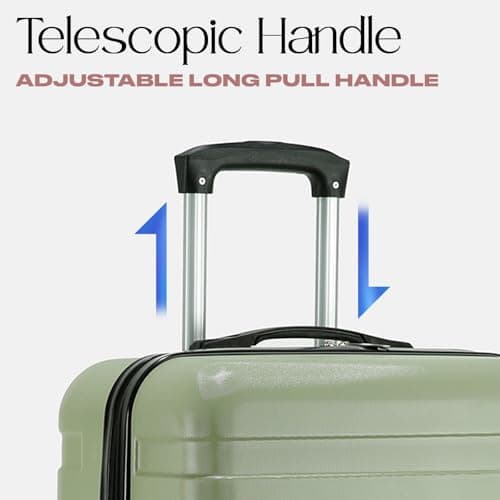 OHS Suitcases Set of 3, Hardshell Luggage Sets with 4 Wheels Lightweight Durable Adjustable Handles Easy to Carry - Cabin Luggage, Suitcase Medium, Suitcase Large - Olive Green — view 5