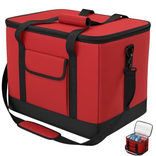 Extra Large 30L 60 Can Insulated Hot/Cold Cooler Bag Cool Box Picnic Camping Food Drink Ice Freezer Cool with Carry Handle and Shoulder Strap — view 2