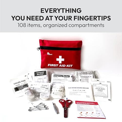 azark Premium First Aid Kit – 108 Piece Compact Emergency Medical Kit for Home, Car, Travel, Workplace, Hiking & Outdoor — view 3