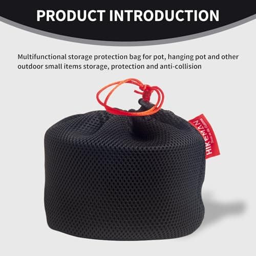 Pesoncarl Camping Pot Bag, Camping Cookware Mess Kit Bag, Kitchen Cutlery Organizer With Drawstring, Black Nylon Mesh Outdoor Cookware For Bbq Fishing 22x25cm — view 4