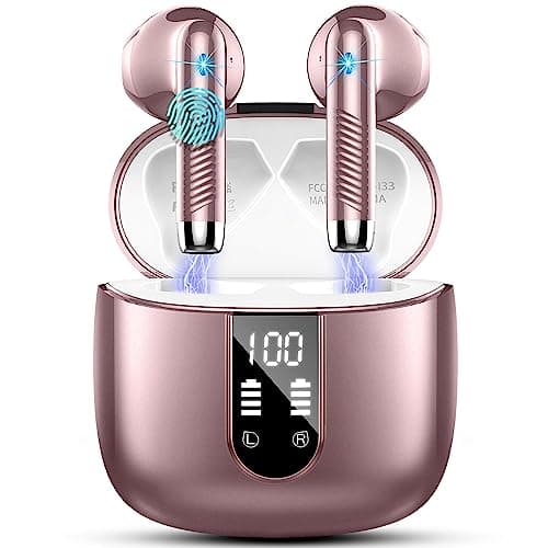 Drsaec Wireless Earbuds, 2026 Wireless Headphones with 4 ENC Mic Rose Gold