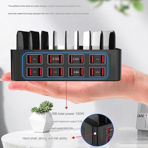 150W High Power, Mobile Phone Storage Stand Charger, 7-Port, 5-Port, 16-Port USB Multi-Port Charger, Fast Charging Station Base,A — view 4