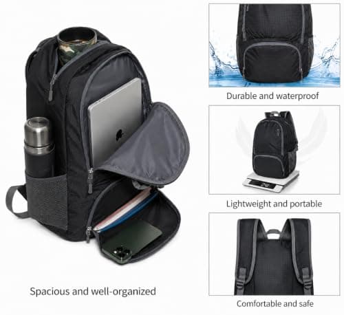 Waterproof Rucksack for Men, 28L Foldable Lightweight Backpack for Men — view 5