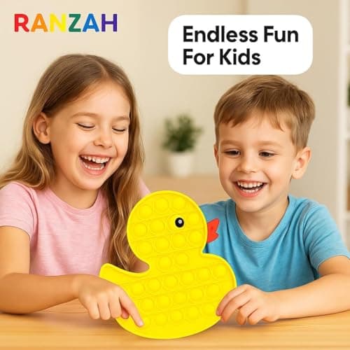 RANZAH Duck Pop Bubble Fidget Toy for Kids & Adults – Silicone Sensory Bubble Popping Toy, Stress Relief Anxiety Toy, BPA Free Push Pop Bubble Game, Reusable Portable Autism Sensory Toy (Duck) — view 5