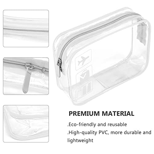 2pcs Clear Travel Toiletry Bag TSA Approved Quart Size Travel Bag Airport Carry On Liquid Shower Pouch Clear Plastic Security Transparent Toiletries Bag (White) — view 3