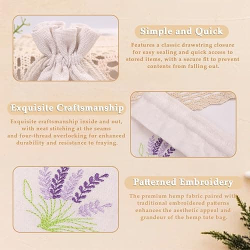 Lavender Bags - ShiningUU 5 Pcs White and Linen Drawstring Lavender Sachets Bags | Cotton Drawstring Fragrance Bag for Wardrobe, Drawer & Car Freshness — view 4