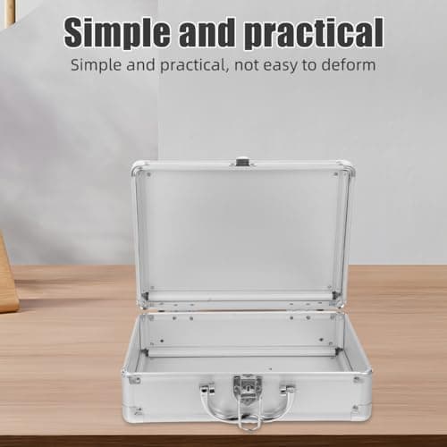 Veemoon Aluminium Flight Case Tool Box, Lockable Silver Briefcase for Measurement Instruments and Cameras, Portable Hard Metal Carrying Case with Handle, Professional Storage Box 29 x 20.5 x 10.5 cm — view 4