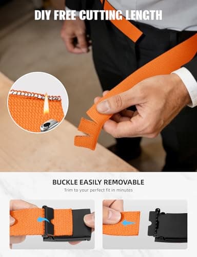 LXMY Belts for Men,Work Belts for Men,Mens Adjustable Canvas Fabric Nylon Golf Belt Fits Anywhere(Orange) — view 4