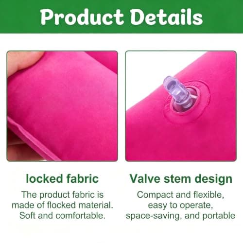 TAOYINGSHOP 2 Pcs Inflatable Camping Pillow – Compact Travel Pillow Blow Up for Adults & Kids, Neck Support for Flight, Beach, Hiking, Outdoor Sunbathing Holiday Adventures (30×20×7cm) — view 3