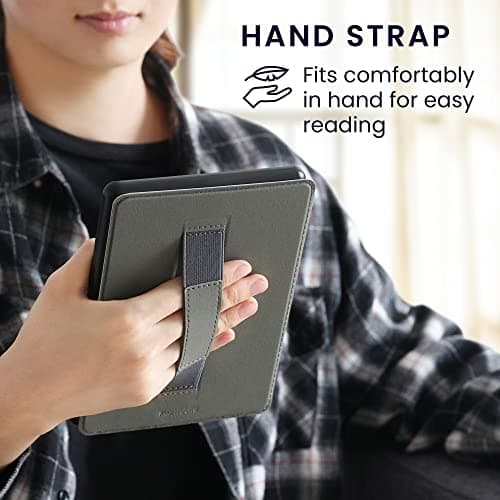 kwmobile Cover for Kobo Clara BW/Colour Case - eReader Cover with hand strap and auto sleep funktion - Travel with Black/Multicolor — view 2
