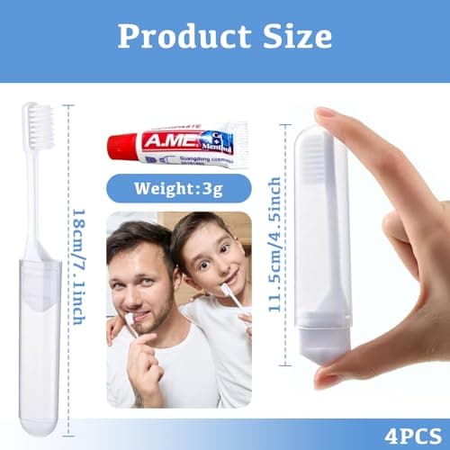 LFCFBH Mini Travel Toothbrush and Toothpaste Set of 4, Portable and Foldable — view 2
