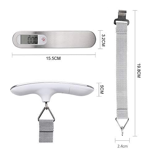 Rheme Portable Digital Hanging Luggage Scale, Travel with Free Battery, Suitcase Stainless Steel / 110 Pounds-Included Battery(Silver) Upto 50KG — view 3