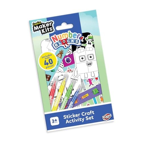 Numberblocks Sticker Activity Set – 40+ Pieces Kids Sticker Sheets with Felt Tips, Colouring Characters – Educational Maths Learning – Kids Party Bag Fillers, Creative Maker Kitz by Bladez Toyz