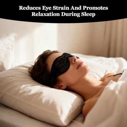 Lace Sleep Mask for Adults, 100% Blackout Anti-Wrinkle Eye Mask with Soft Silk Fabric, Comfortable Sleeping Blindfold for Women & Men, Perfect for Travel and Meditation (Black) — view 6