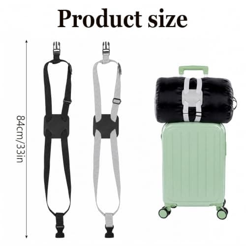 2-Pack Adjustable Luggage Straps, Suitcase Bag Bungee Belt for Travel — view 2