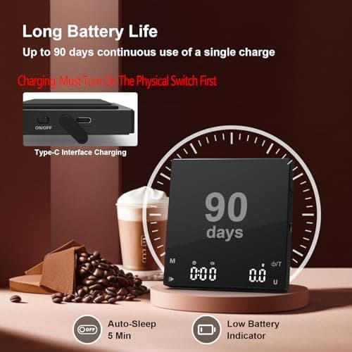 Diyife Rechargeable Mini Coffee Scales with Timer, 0.1g/2kg High Precision — view 2