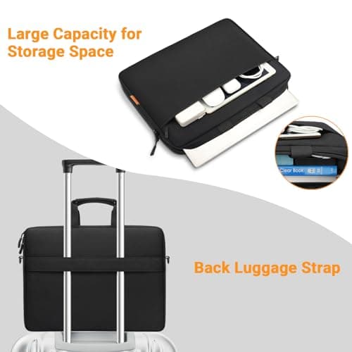 ZYB Laptop Bag 17 Inch Laptop Case 17-17.3Inch Shoulder Messenger Bag-Black — view 6