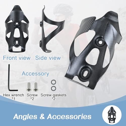 ROADNADO Carbon Bike Bottle Cages Ultralight only 22g Water Bottle Holder Carbon Fiber Bicycle Drink Holder Durable Cup Holder for Road Bike Mountain Bike for 72-74 mm Bottle (Classic Matte-1pcs) — view 5