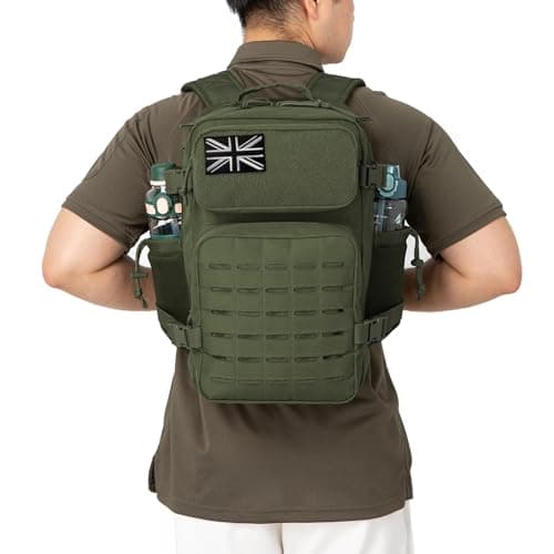 QT&QY 25L Military Tactical Backpacks For men Motorcycle Army Laser cut Molle Daypack small EDC Bug Out Bag Gym Rucksack With Dual Cup Holders medical Rucksack Green — view 4