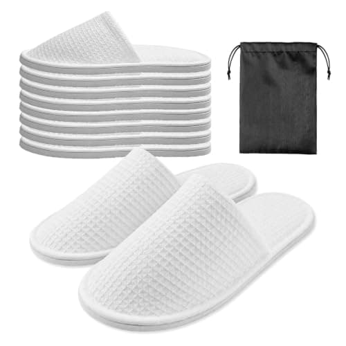 Esoes 5 Pairs of Hotel Slippers, Disposable Spa Slippers for Men Women