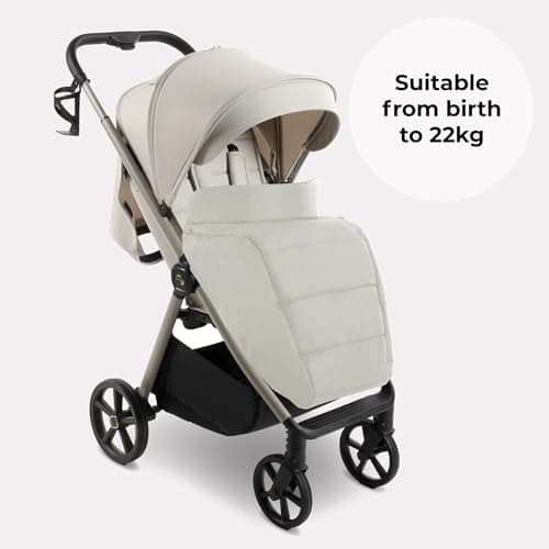 My Babiie MB170 Plus Pushchair – from Birth to 4 Years (22kg), 4-Wheel Suspension, Large Basket, XL Canopy, Foldable, Compact, Stroller with Footmuff, Cup Holder, Rain Cover – Ivory — view 3