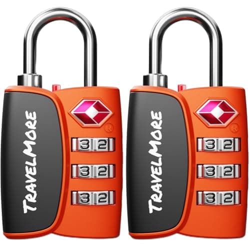 2-Pack TSA Approved 3-Digit Luggage Locks with Open Alert Indicator for Travel Suitcases & Baggage | Luggage Locks | TSA Locks | Orange