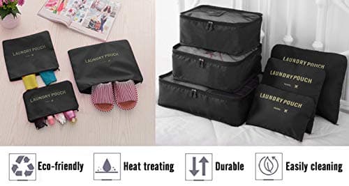 Vicloon Travel Luggage Organizers,Complete Set of Different Packing Cubes Waterproof Travel Storage Bags,Organisers Nylon Suitcases, Black, S — view 4