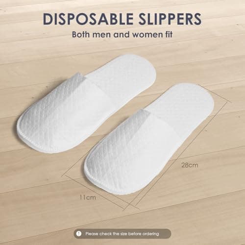 YHTCC 6 Pairs Disposable Slippers, Shower Shoes, White Hotel Slippers — view 3