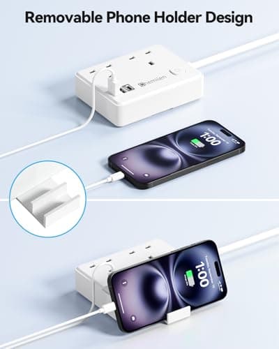 UK to European Plug Adapter 2 UK Outlets & 3 USB Ports — view 6