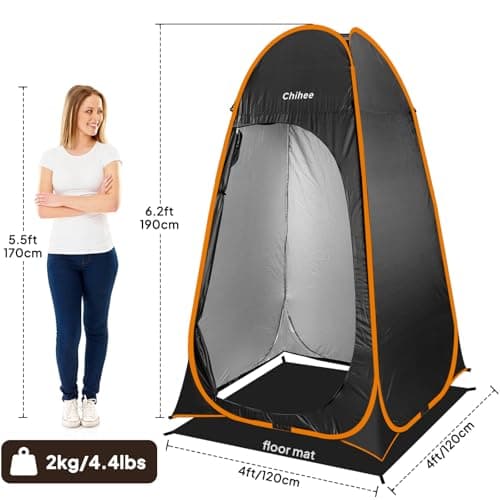 Chihee Outdoor Privacy Shelter Pop Up Camping Bathroom Tent Pod Portable Changing Tent 1 Room Instant Camp Toilet Stall Shower Tent Dressing Room Foldable with Cover Floor Carry Bag (Black) — view 4