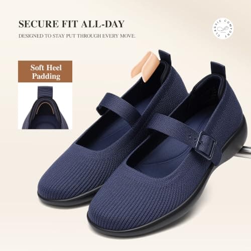 DREAM PAIRS Womens Ballet Mary Jane Flats Sneaker Shoes,Size 5.5,Navy — view 5