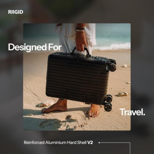 Riigid Black 28 Inch Aluminium Suitcase Large, Hard Shell Check in Luggage with Removable Wheels, Zipperless TSA Lock, 8 Spinner Wheels, Metal Travel Suitcase, Large Silver Luggage, 77 x 50 x 27cm — view 3