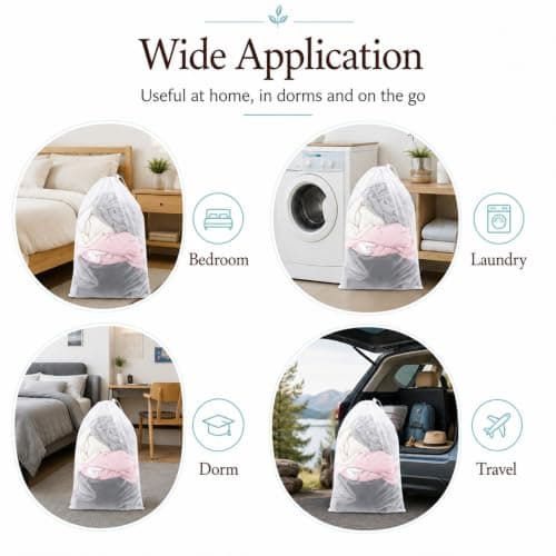2-Pack 30 x 40 cm White Mesh Laundry Bags with Drawstring — view 3