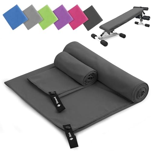 Sinand Microfibre towel 2 Pack |160x80cm+80x40cm| Ultra Lightweight Gym Towel, Quick Dry Microfiber Towels for Sports Travel Camping Beach Swimming (Dark gray)