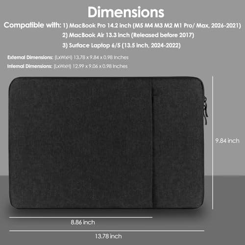 ProElife Sleeve Case for MacBook Pro 14 inch M5 M4 Pro Max, Black — view 2