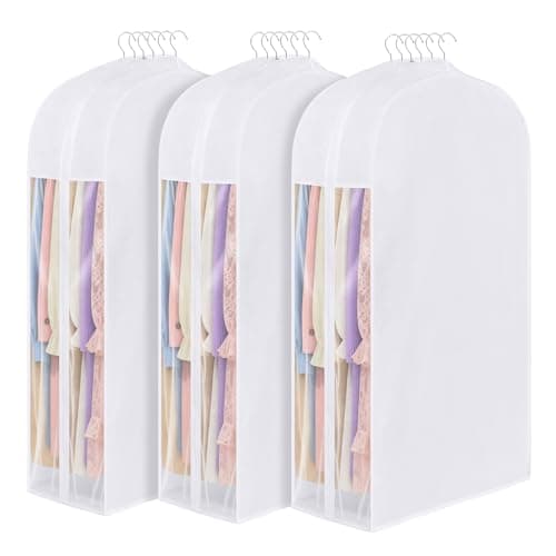 Syeeiex 3x Luxury Cotton Garment Bags for Hanging Clothes, 43 inch Suit Bag