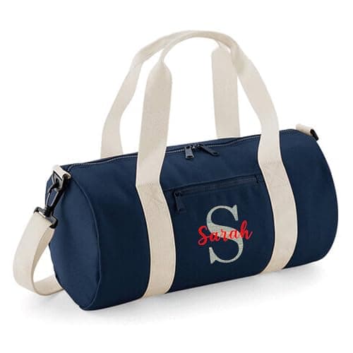 Always Looking Good Personalised Name & Initial Barrel Bag for Boys & Girls, 12L Durable Training Holdall Bag, 20x20x40cm Stylish Storage for Sports & Travel Gear - Navy — view 2