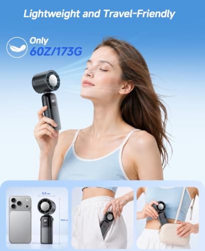4-in-1 Handheld Portable Turbo Fan with Ice Cooler, 5000mAh Rechargeable Personal Fan Speed (1-100),12H Runtime,LED Display,Foldable Mini Handheld Fan for Summer Outdoor Travel Camping Office Home — view 6