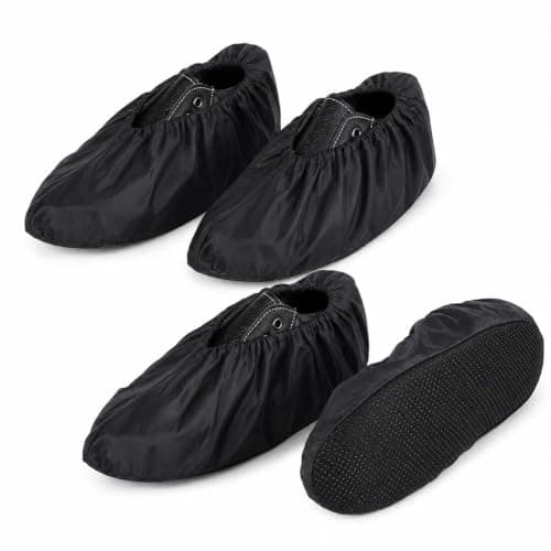 quyueug 4 Pack Waterproof Shoe Covers, Reusable Non-Slip Overshoes, Black