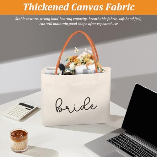 VAVPUP Bride Tote Bag Bride to be Gifts for Bridal Shower,Engagement,Wedding,Bachelorette Party,Honeymoon,Beach,Travel(Beige,1pcs) — view 5