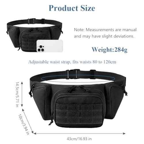 Adiwo Bumbag Waist Bag, Tactical Waist Bag with Multi-Pockets — view 2