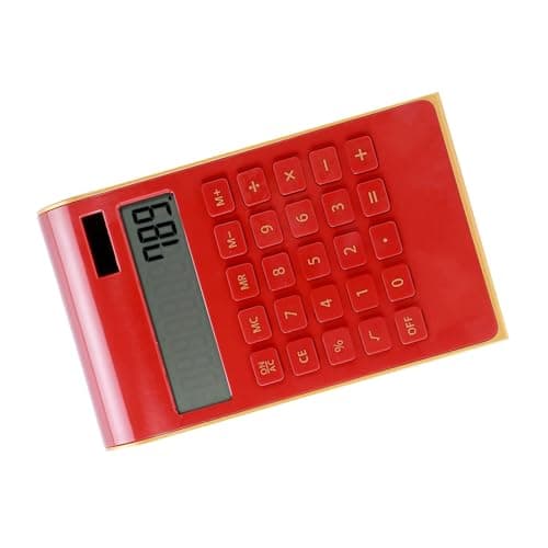 SUNGOOYUE 10 Digits Jumbo Calculator, Portable LCD Desk Calculator, Plastic Dual Power Solar and Battery, Large Display Large Buttons Tilted Screen for Home Office Students (Red) — view 3