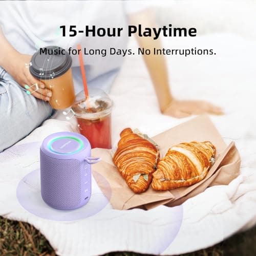 MIATONE Rush Pro Bluetooth Speaker, IPX7 Waterproof, 20W Deep Bass, 360° Sound, Switchable LED Light, TWS Compatible, Built-in Microphone, Bluetooth 5.4, Present, Festival gifts (Purple) — view 4