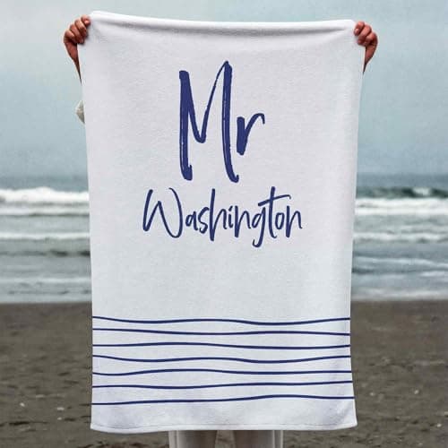 Print Maniacs Personalised Mr and Mrs Beach Towel Custom Name Microfibre Towel Large Quick Dry Lightweight Travel Towel Honeymoon Wedding Gift Pool Spa Towels — view 6