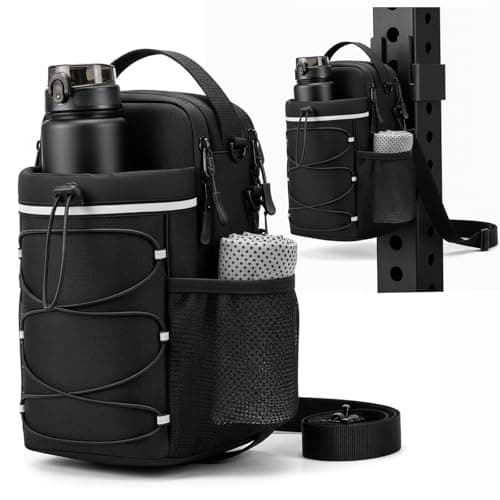 IAGOM Magnetic Gym Bag 3-Piece Set with Water Bottle & Towel - 8 Strong Magnets Fitness Pouch for Racks & Equipment, Upgraded Wide Comfort Shoulder Strap, Workout Essentials Bag for Men & Women
